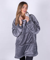 Ribbon Oversized Cosy Reversible Sherpa Hoodie - Blue