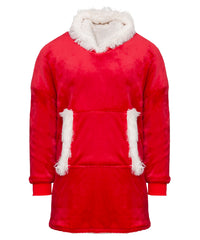 Ribbon Oversized Cosy Reversible Sherpa Hoodie - Red/White