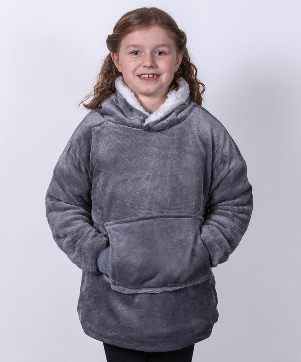 Kids Ribbon Oversized Cosy Reversible Sherpa Hoodie - Christmas Red