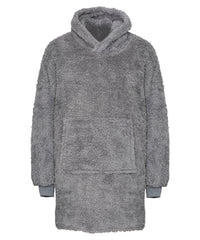 Ribbon Teddy Bear Fabric Hoodie - Grey