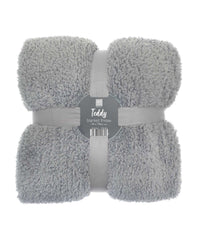 Ribbon Teddy Bear Fabric Throw - Grey