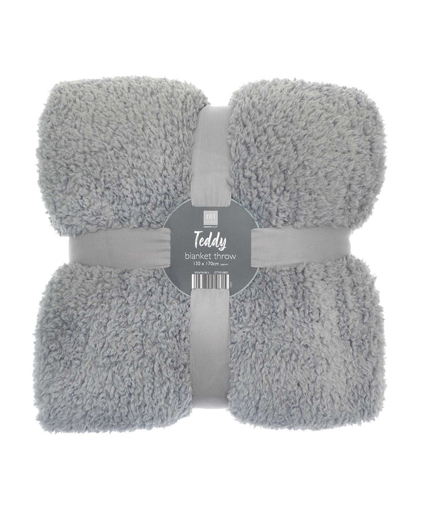 Ribbon Teddy Bear Fabric Throw - Grey