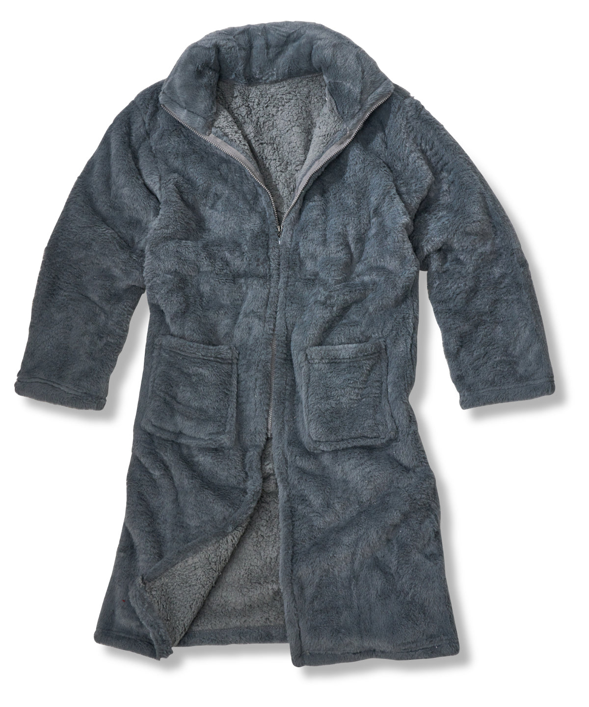 Ribbon Luxury Eskimo Faux Fur Zipped Gown - Grey