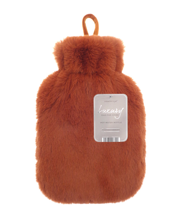 Ribbon Super Luxury Faux Fur Hot Water Bottle and Cover - Bronze