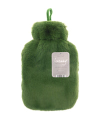 Ribbon Super Luxury Faux Fur Hot Water Bottle and Cover - Cedar Green
