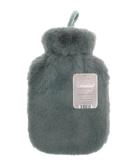 Ribbon Super Luxury Faux Fur Hot Water Bottle and Cover - Grey