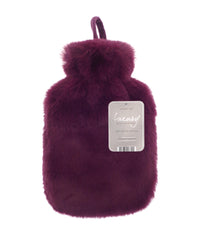 Ribbon Super Luxury Faux Fur Hot Water Bottle and Cover - Plum