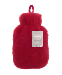 Ribbon Super Luxury Faux Fur Hot Water Bottle and Cover - Scarlet Red