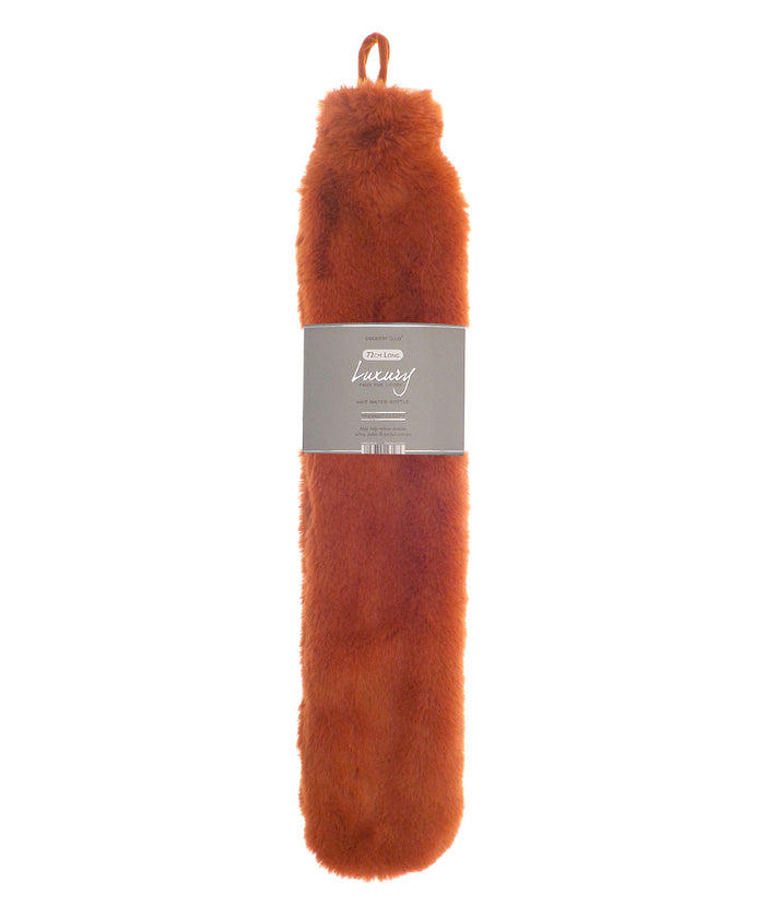 Ribbon Super Luxury Faux Fur Long Hot Water Bottle and Cover - Bronze