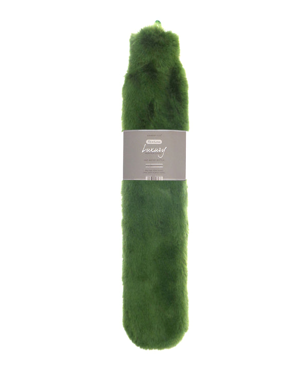Ribbon Super Luxury Faux Fur Long Hot Water Bottle and Cover - Cedar Green