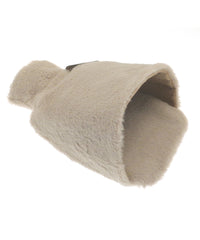 Ribbon Luxury Foot Hot Water Bottle and Cover in Plush Faux Fur - Natural