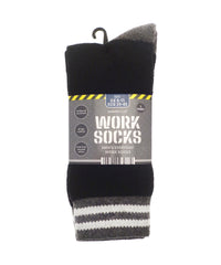 Ribbon Men’s 3-pack Work Socks (recycled Cotton) - Black/Grey