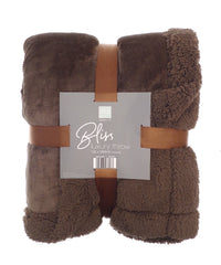 Ribbon Sherpa Winter Throw - Brown