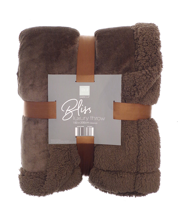 Ribbon Sherpa Winter Throw - Brown