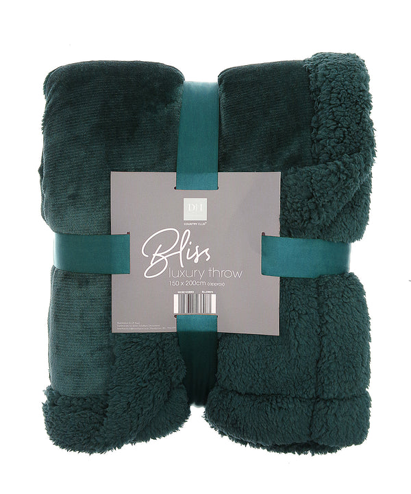Ribbon Sherpa Winter Throw - Green