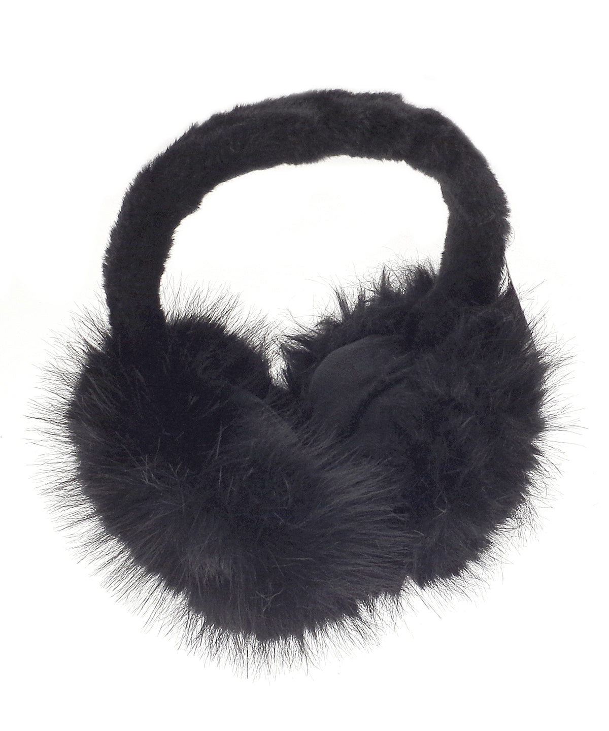 Ribbon Luxury Fur Ear Muffs - Black