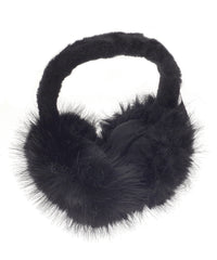 Ribbon Luxury Fur Ear Muffs - Black