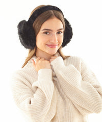 Ribbon Luxury Fur Ear Muffs - Black