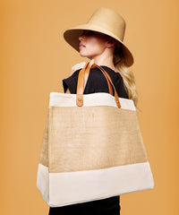 Nutshell Adley Jute with Faux Leather Tote - Natural/Tan