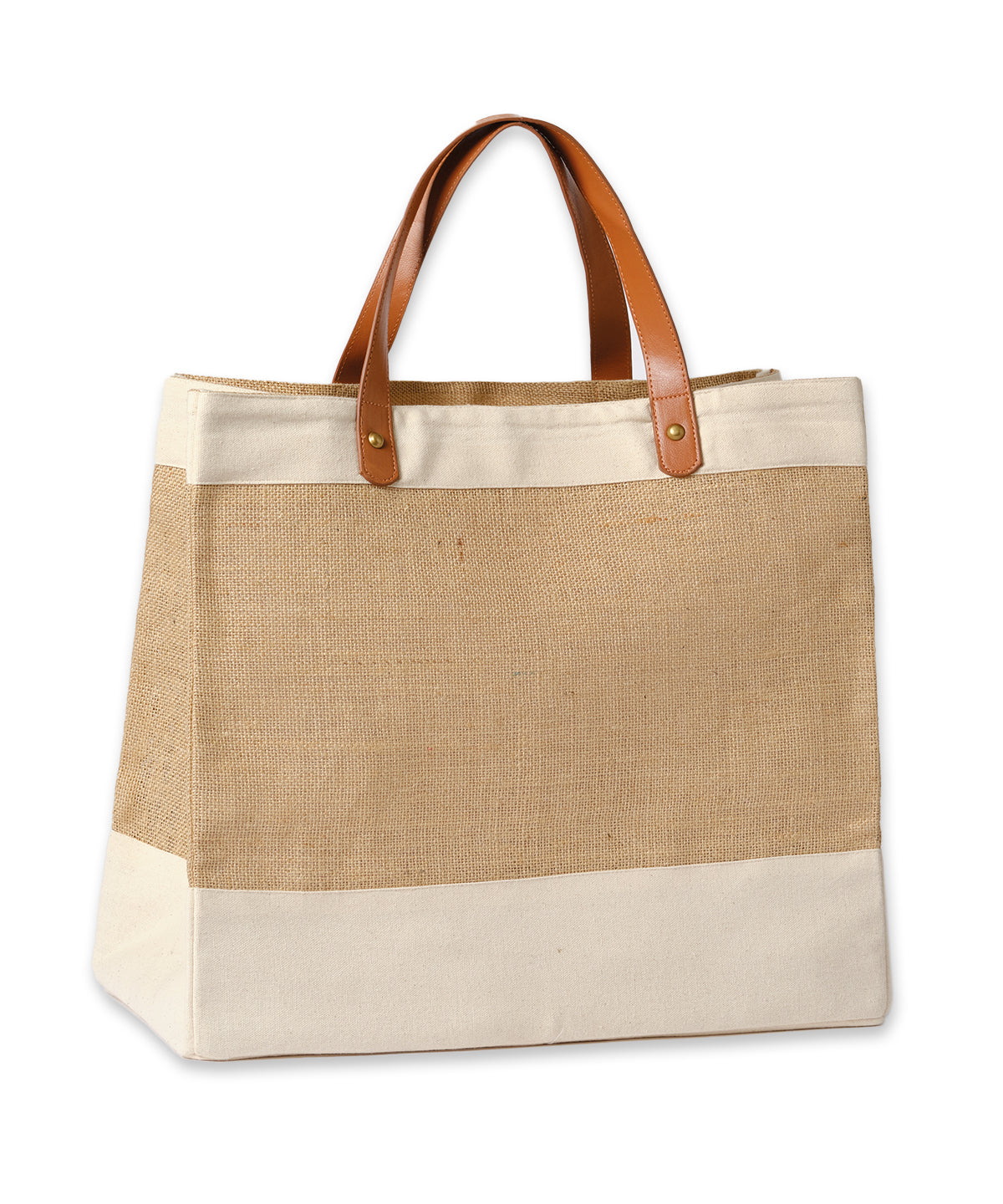 Nutshell Adley Jute with Faux Leather Tote - Natural/Tan