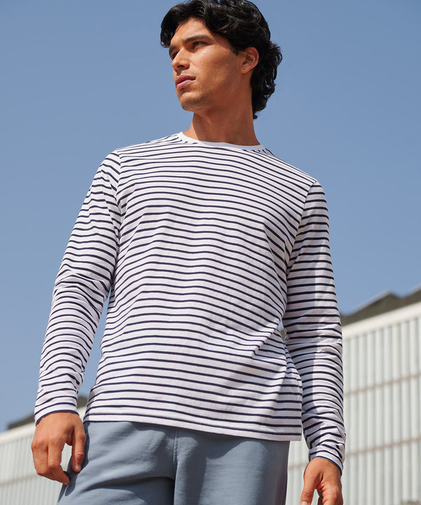 SF Unisex Long-sleeved Striped T - White/Oxford Navy