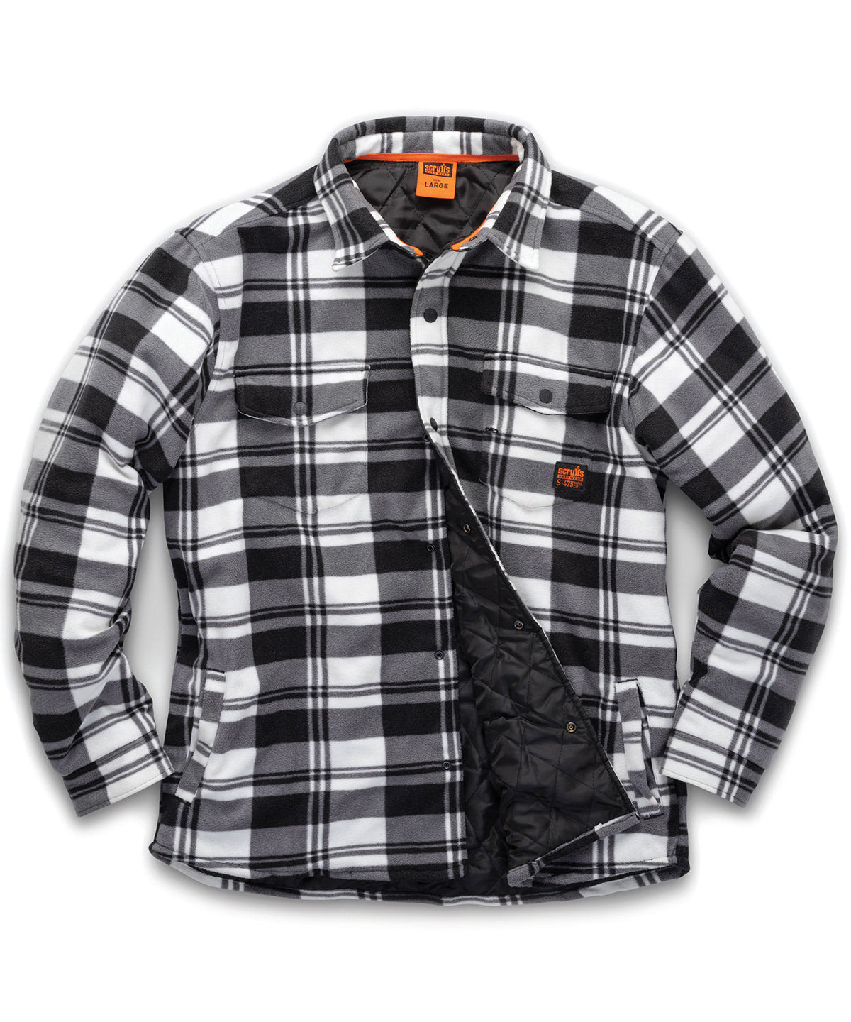 Scruffs Worker Padded Checked Shirt - Black/White