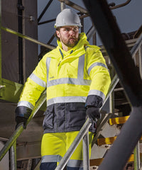 Scruffs High-visibility Waterproof Jacket - Yellow/Navy