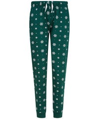 SF Women's Cuffed Lounge Pants - Bottle/White Snowflakes