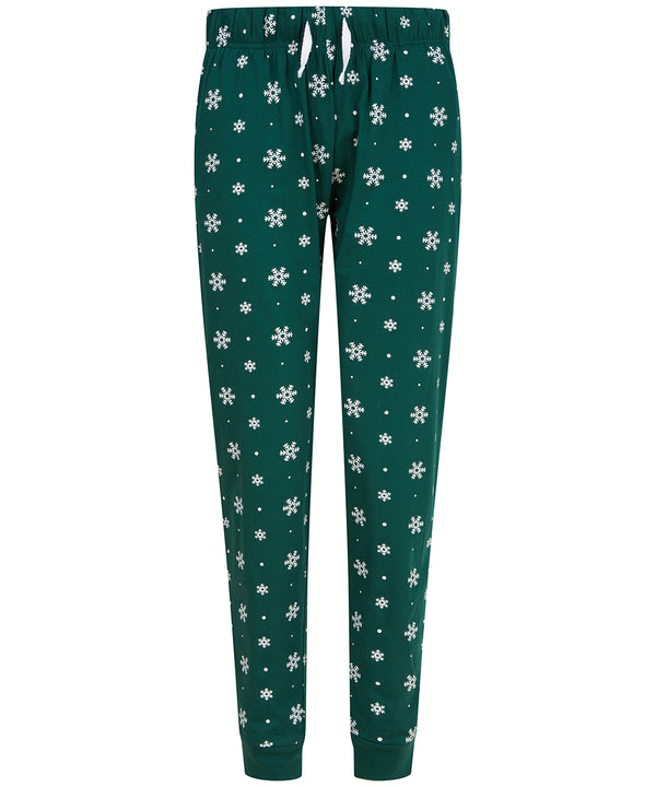 SF Women's Cuffed Lounge Pants - Bottle/White Snowflakes