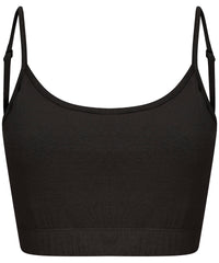 SF Women's Sustainable Fashion Cropped Cami Top with Adjustable Straps - Black