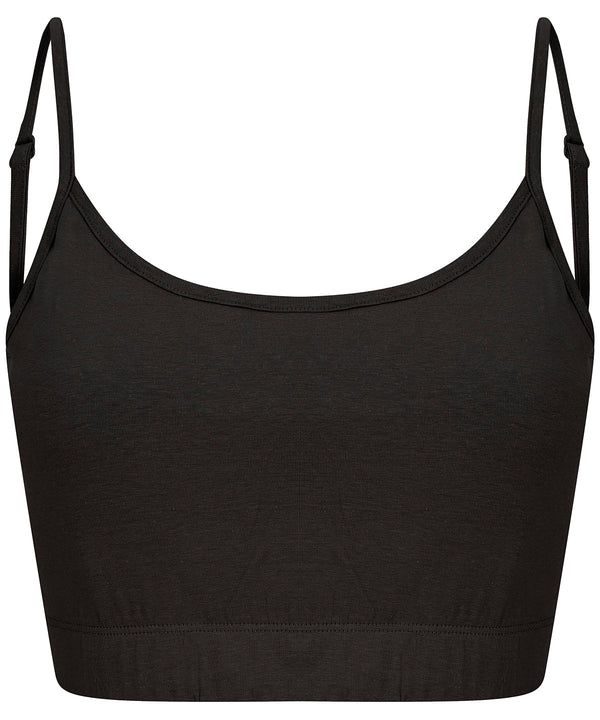 SF Women's Sustainable Fashion Cropped Cami Top with Adjustable Straps - Black