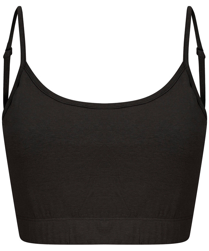 SF Women's Sustainable Fashion Cropped Cami Top with Adjustable Straps - Black