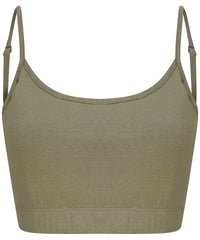 SF Women's Sustainable Fashion Cropped Cami Top with Adjustable Straps - Khaki