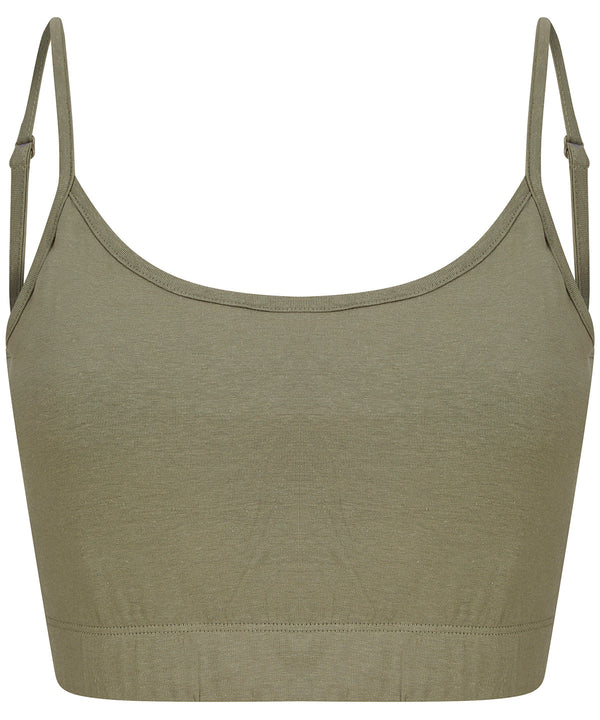 SF Women's Sustainable Fashion Cropped Cami Top with Adjustable Straps - Khaki