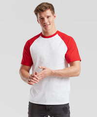 Fruit of the Loom Short Sleeve Baseball T - Heather Grey/Deep Navy