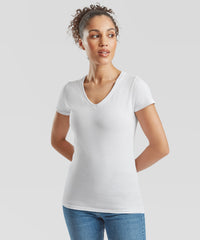 Fruit of the Loom Women's Valueweight V-neck T - Black