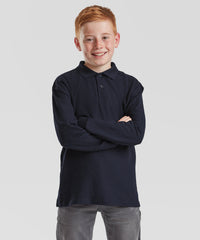 Fruit of the Loom Kids Long Sleeve 65/35 Polo - Deep Navy
