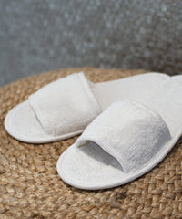 Towel City Classic Terry Slippers (open-toe) - White