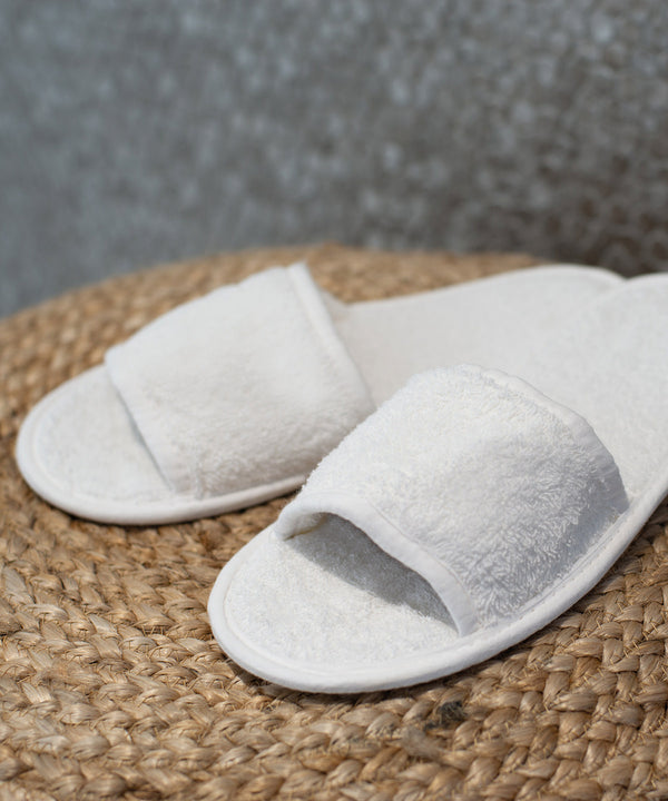 Towel City Classic Terry Slippers (open-toe) - White