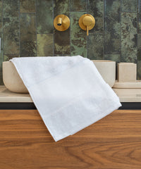 Towel City Organic Hand Towel with Printable Border - White