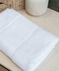 Towel City Organic Bath Towel with Printable Border - White
