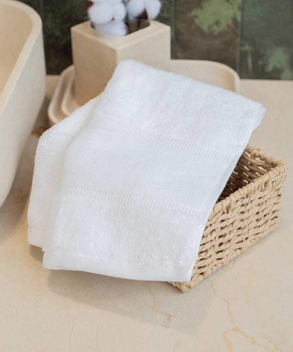 Towel City Organic Guest Towel with Printable Border - White