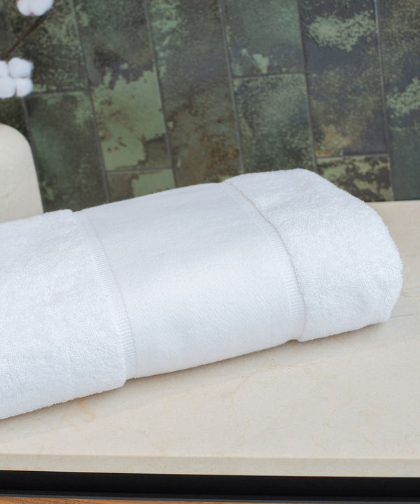 Towel City Organic Bath Sheet with Printable Border - White