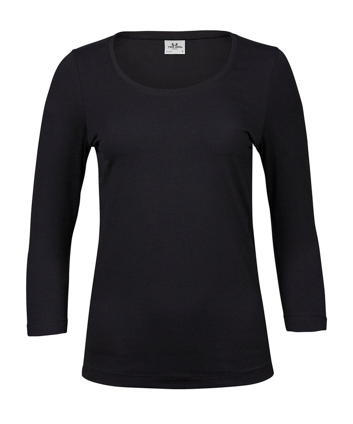 Tee Jays Women’s Stretch 3/4-sleeve Tee - Black