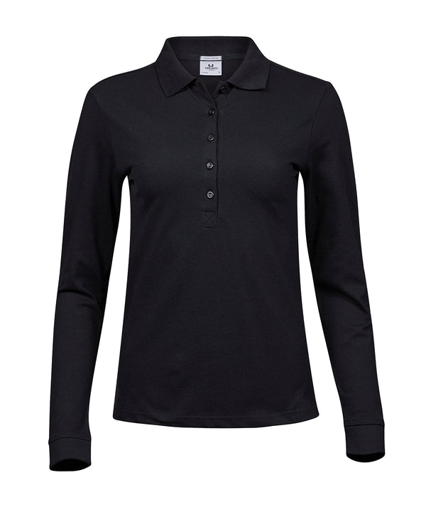 Tee Jays Women’s Luxury Stretch Long Sleeve Polo - Black
