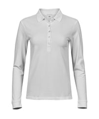 Tee Jays Women’s Luxury Stretch Long Sleeve Polo - White