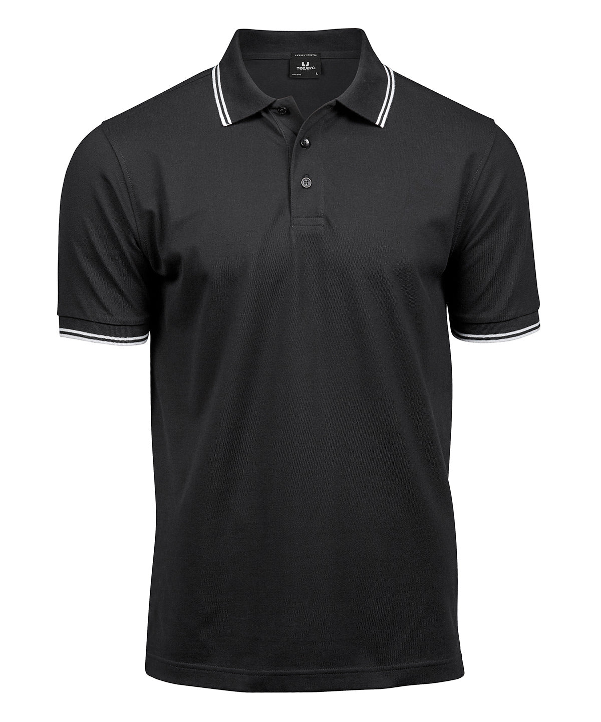 Tee Jays Luxury Stripe Stretch Polo - Black/White