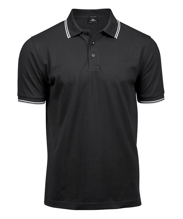 Tee Jays Luxury Stripe Stretch Polo - Black/White