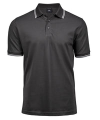 Tee Jays Luxury Stripe Stretch Polo - Dark Grey/White