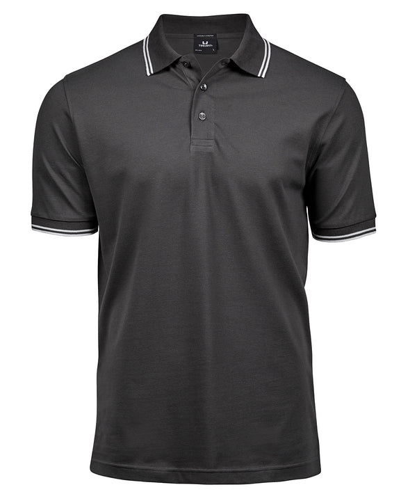 Tee Jays Luxury Stripe Stretch Polo - Dark Grey/White